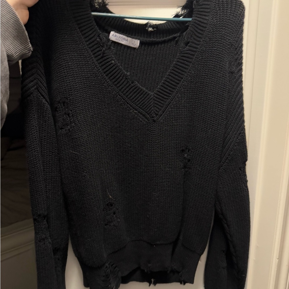 Balmain Black Distressed Sweater
